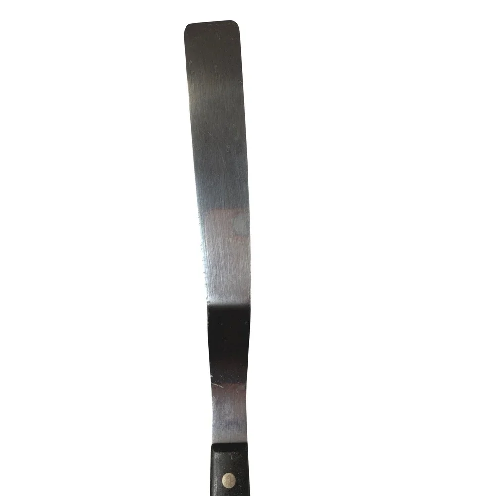 Stainless Steel Offset Icing Spatula Black Riveted Handle Cake Decorating Tool
